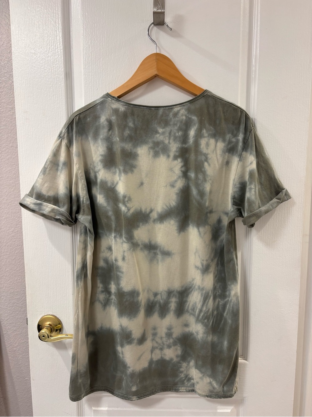 Zara Oversized Crew Neck Cuffed Sleeve Tie-Dye Olive Short Sleeve T Shirt M - Picture 2 of 6